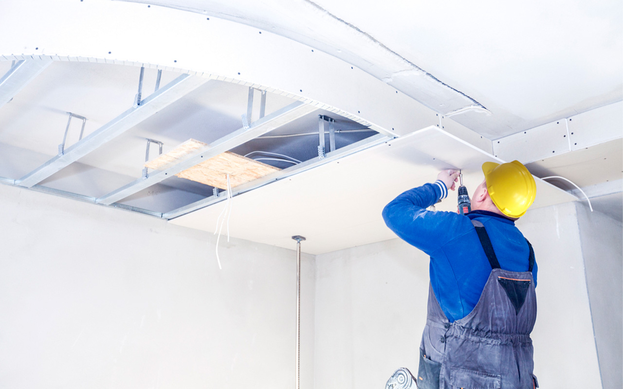 Drywall installation service on the ceiling